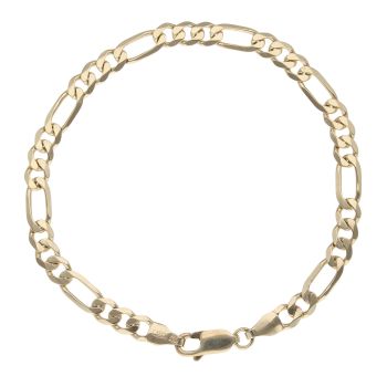 9ct Yellow Gold Figaro Bracelet 7"