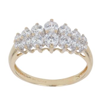 14ct Yellow Gold Cubic Zirconia Cluster Ring