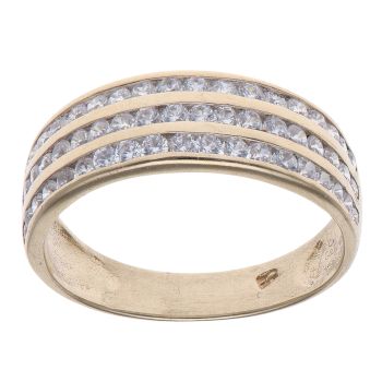 9ct Yellow Gold Cubic Zirconia Three Row Half Eternity Ring