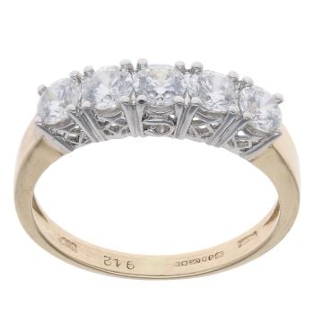 14ct Yellow Gold Cubic Zirconia Five Stone Ring