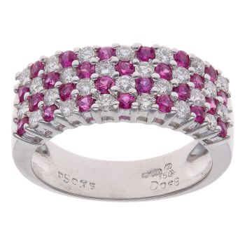 18ct White Gold 0.68ct Brilliant Cut Diamond and Sapphire Cluster Ring