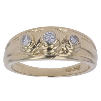 9ct Yellow Gold 0.15ct Diamond Trilogy Signet Ring
