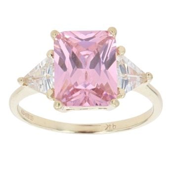 9ct Yellow Gold Pink and White Cubic Zirconia Dress Ring