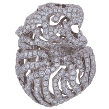 18ct White Gold 4.32ct Brilliant Cut Diamond Panther Ring