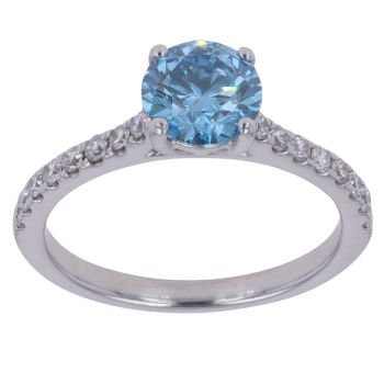 18ct White Gold 1.20ct Vivid Blue and Colourless Brilliant Cut Lab Grown Diamond Solitaire Ring