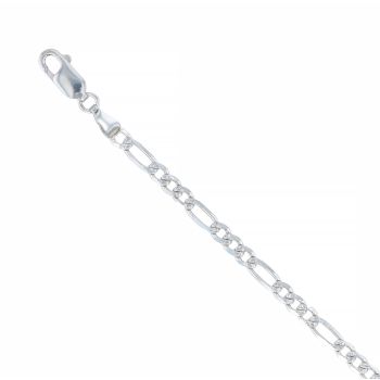9ct White Gold Figaro Bracelet 9.5"