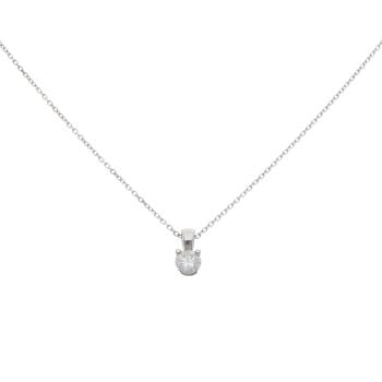 18ct White Gold 0.30ct Brilliant Cut Diamond Solitaire Pendant And Chain 18"