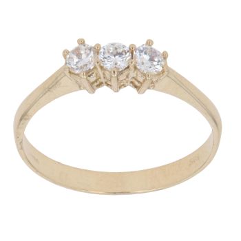 14ct Yellow Gold Cubic Zirconia Three Stone Ring