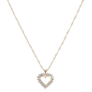 9ct Yellow Gold 1.00ct Brilliant Cut Diamond Heart Pendant and Chain 20"