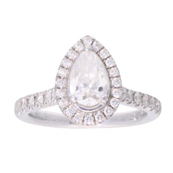 Platinum 1.00ct Pear And Brilliant Cut Diamond Cluster Ring
