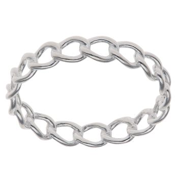 Silver Curb Band Ring By Icesia