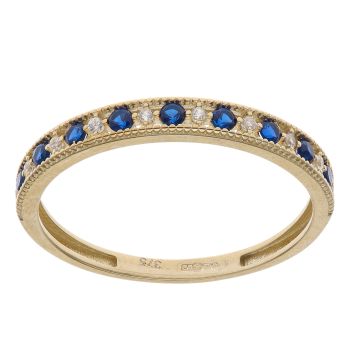 9ct Yellow Gold Cubic Zirconia Blue Gemstone Eternity Ring