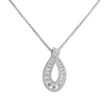 18ct White Gold 1.00ct Diamond Fancy Pendant and Chain 20"