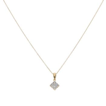 18ct Yellow Gold 0.20ct Brilliant Cut Diamond Cluster Pendant And Chain 18"