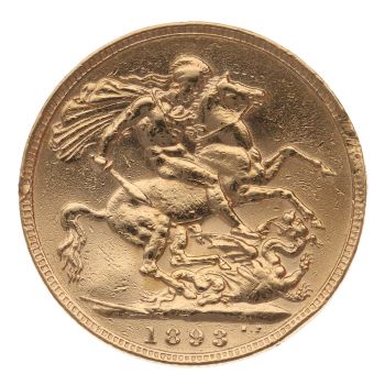 1893 Victoria Old Head UK Full Sovereign Coin