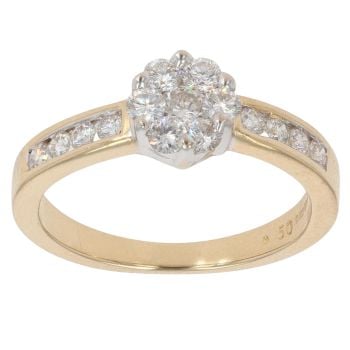 18ct Yellow Gold 0.50ct Brilliant Cut Diamond Cluster Ring