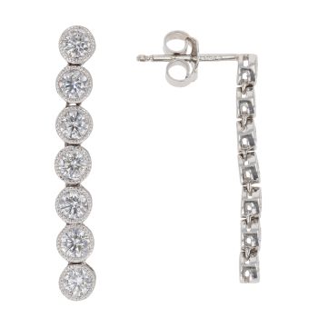18ct White Gold 1.00ct Brilliant Cut Diamond Drop Earrings