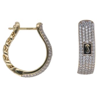 14ct Yellow Gold Monaco Classic Plain Link Cubic Zirconia Hoop Earrings
