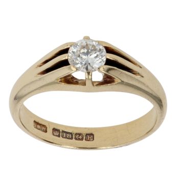 18ct Yellow Gold 0.55ct Old Cut Diamond Signet Ring