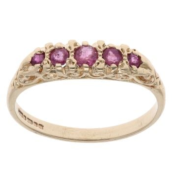 9ct Yellow Gold Ruby Five Stone Ring