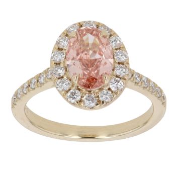 9ct Yellow Gold 2.00ct Brilliant and Oval Cut Pink and Colourless Lab Grown Diamond Solitaire Ring