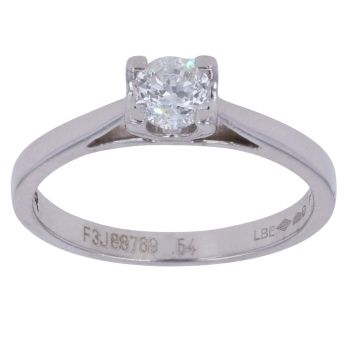 Platinum 0.54ct Flower Cut Diamond Solitaire Ring