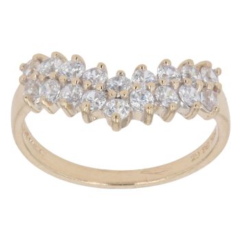 14ct Yellow Gold Cubic Zirconia Wishbone Ring