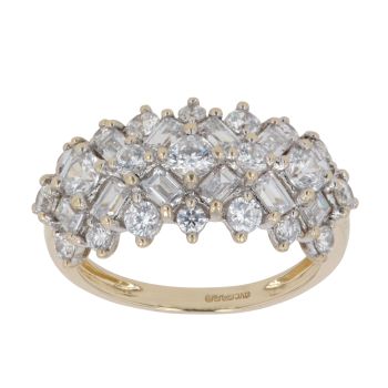 14ct Yellow Gold Cubic Zirconia Cluster Ring