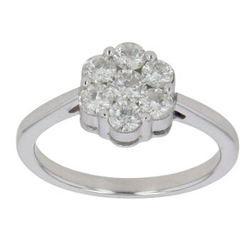 18ct White Gold 1.00ct Brilliant Cut Diamond Cluster Ring