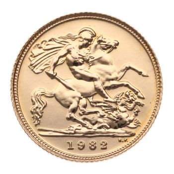 1982 Elizabeth II Decimal Portrait UK Half Sovereign Coin