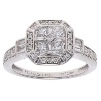 18ct White Gold 0.80ct Diamond Vera Wang Cluster Ring