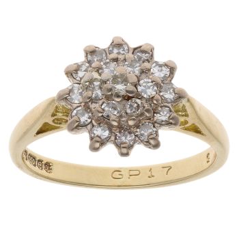 18ct Yellow Gold 0.45ct Brilliant Cut Diamond Cluster Ring