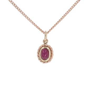 9ct Yellow And Rose Gold Ruby Pendant And Chain 16"