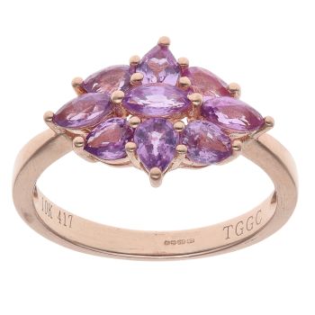 9ct Rose Gold Pink Sapphire Cluster Ring
