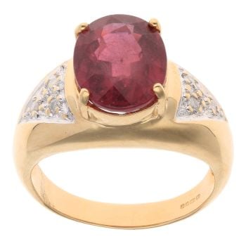 18ct Yellow Gold 0.05ct Diamond And Composite Ruby Ring