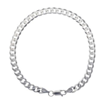 Silver Flat Hammered Curb Bracelet 8.5"