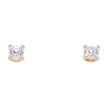 9ct Yellow Gold Princess Cut Cubic Zirconia Stud Earrings