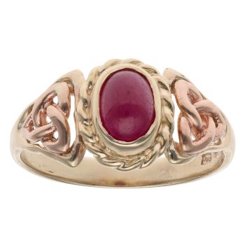 9ct Yellow and Rose Gold Ruby Single Stone Ring