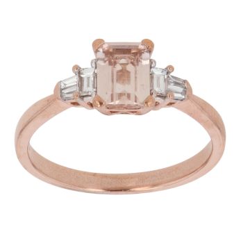 9ct Rose Gold 0.20ct Diamond and Morganite Ring