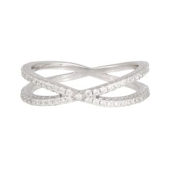 Sterling Silver Criss-Cross Cage Cubic Zirconia Ring