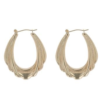 9ct Yellow Gold Patterned Creole Earrings