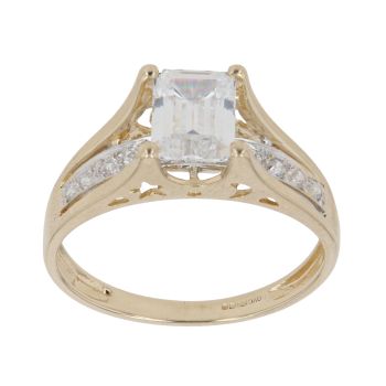 14ct Yellow Gold Cubic Zirconia Single Stone Ring