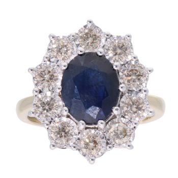 9ct Yellow Gold Sapphire and Diamond Ring
