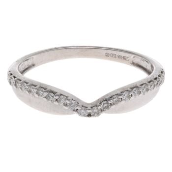 9ct White Gold 0.20ct Diamond Wishbone Ring