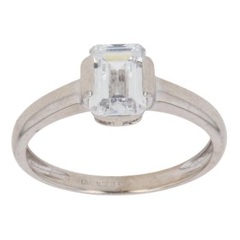 14ct White Gold Cubic Zirconia Single Stone Ring