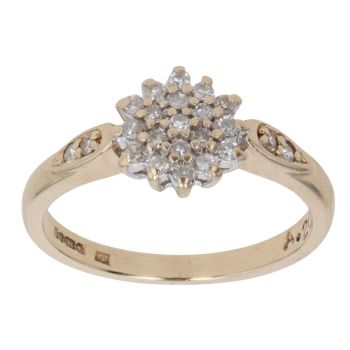 9ct Yellow Gold 0.20ct Brilliant Cut Diamond Cluster Ring