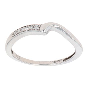 9ct White Gold 0.04ct Diamond Wishbone Ring