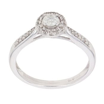 9ct White Gold 0.25ct Brilliant Cut Diamond Cluster Ring