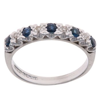 18ct White Gold 0.08ct Brilliant Cut Diamond and Sapphire Ring