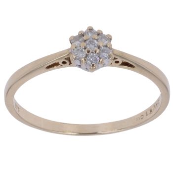 9ct Yellow Gold 0.15ct Diamond Cluster Ring